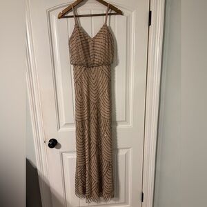 Adrianna Papell Beaded Maxi Dress in Tan